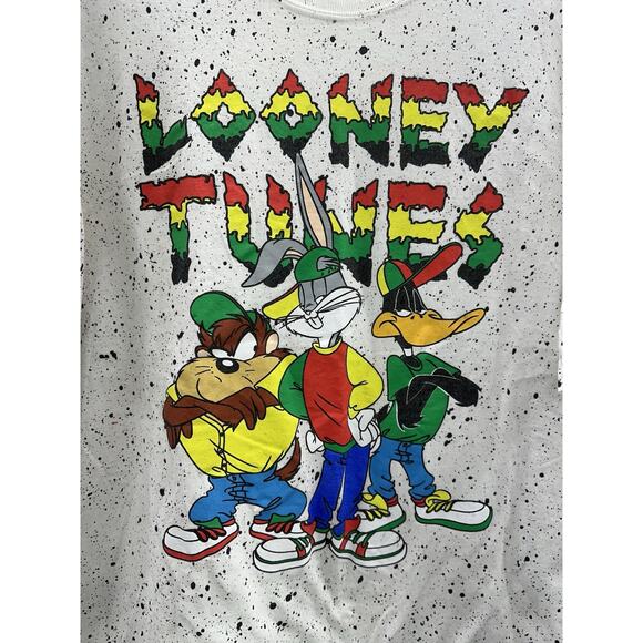Warner Bros Looney Tunes Short Sleeve TShirt Size XL Retro Rasta Black Splatter - Picture 2 of 9